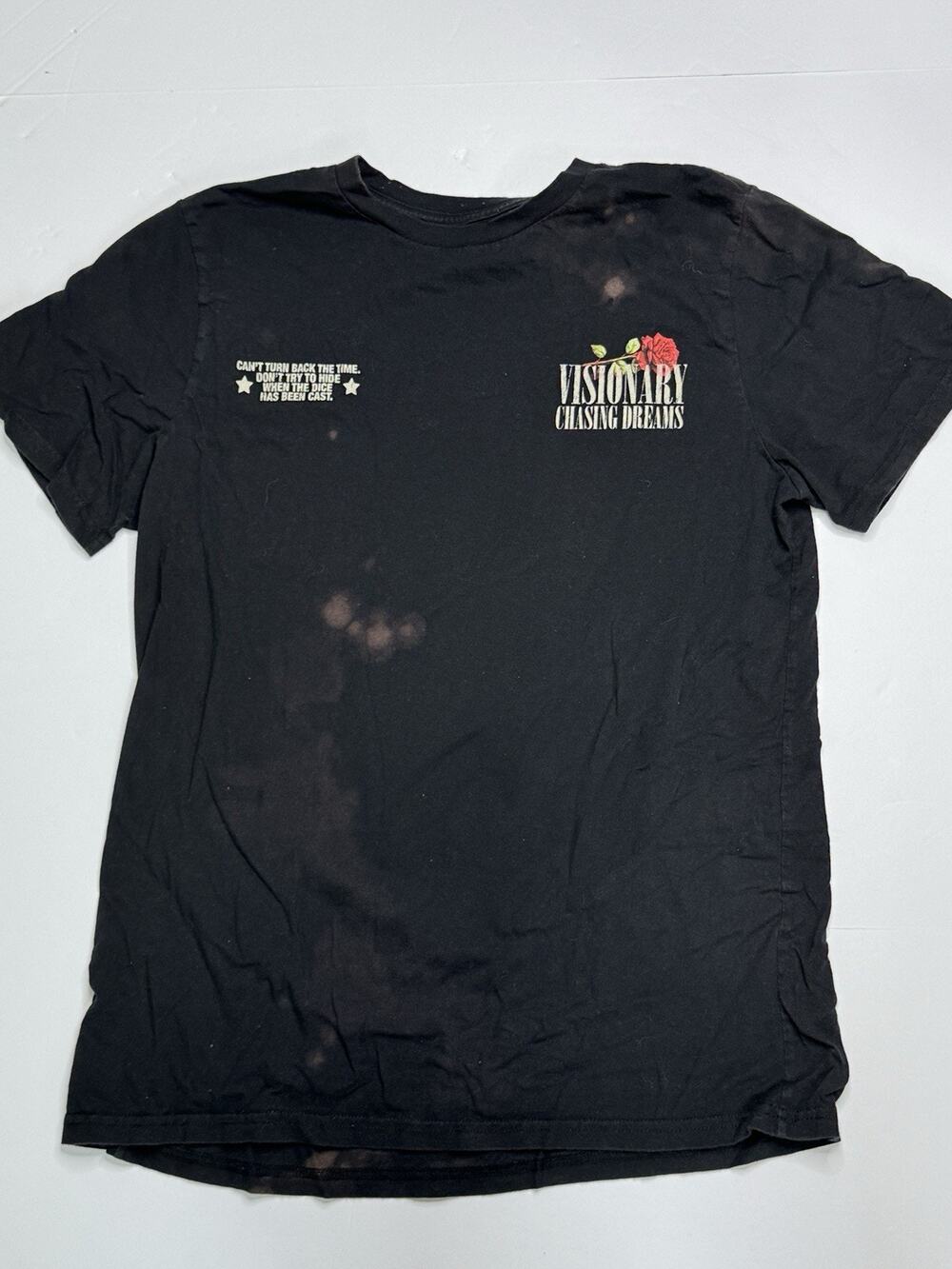 CVLA Visionary Chasing Dreams T-Shirt Mens L Black Rose Graphic Streetwear